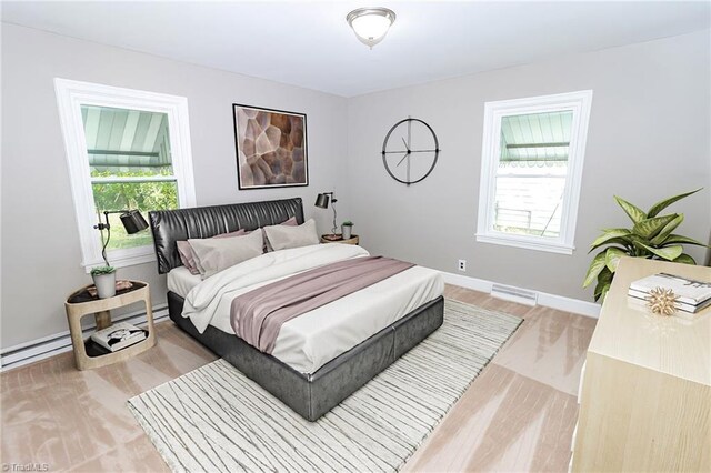 bedroom with light wood-type flooring