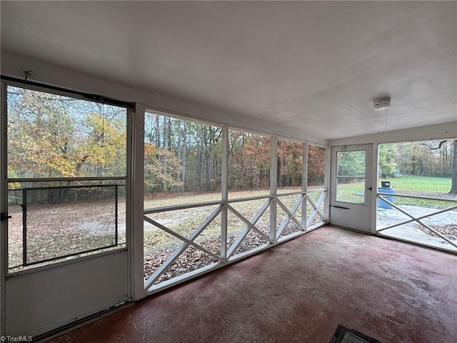 view of unfurnished sunroom