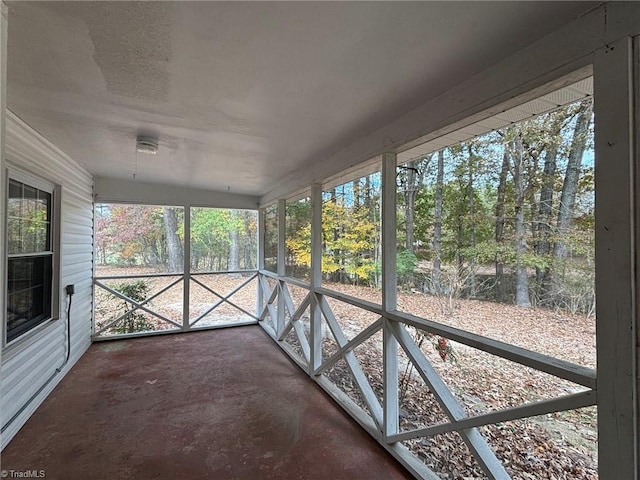 view of unfurnished sunroom