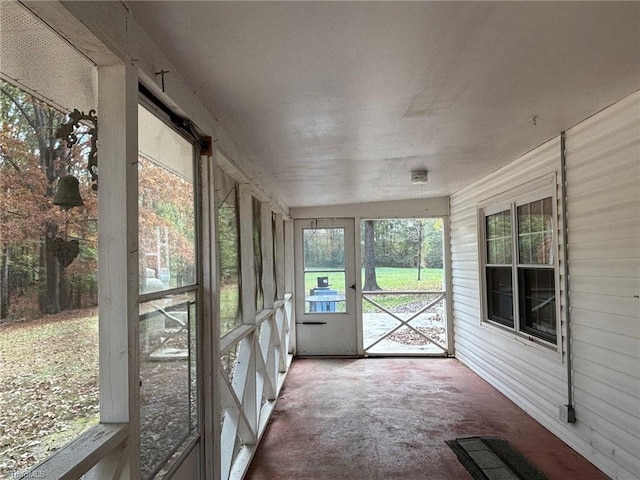 view of unfurnished sunroom