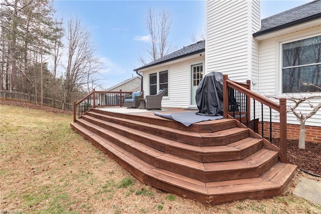 deck with a yard