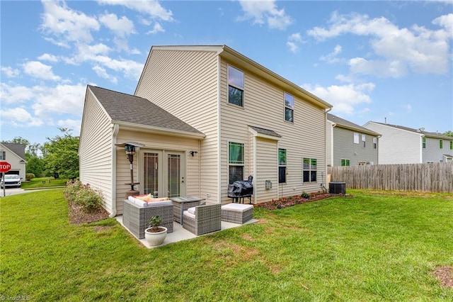 2711 Chari Park Ln, Walkertown, NC 27051 - rear view of house featuring central AC, an outdoor hangout area, and french doors