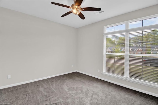 1442 Crestlawn Trl, Pfafftown, NC 27040 - unfurnished room with ceiling fan, baseboards, visible vents, and carpet floors