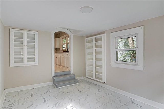 interior space featuring built in shelves