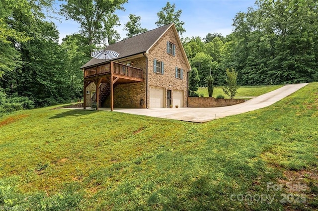 845 Montgomery Ct, Walnut Cove, NC 27052 - view of home's exterior with stairway, an attached garage, a deck, and a yard