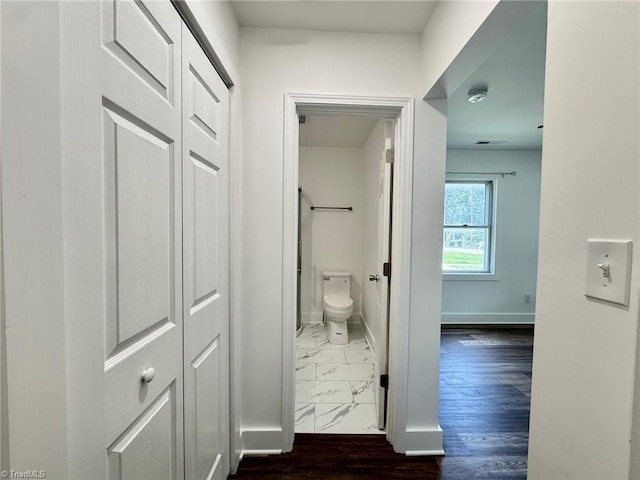 1101 Forrest St, High Point, NC 27262 - bathroom with toilet, baseboards, and marble finish floors
