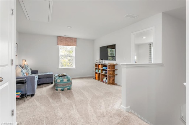 interior space with light colored carpet