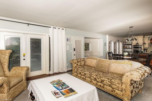 living room with french doors