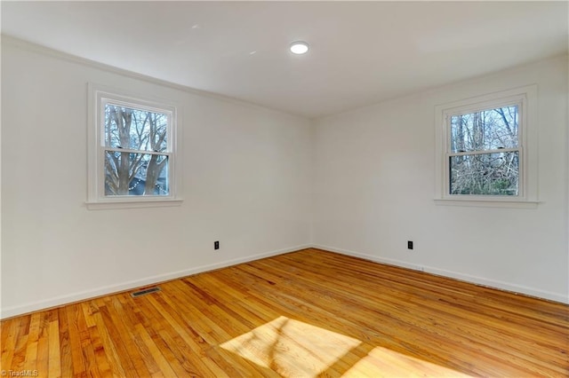 empty room featuring light hardwood / wood-style floors and plenty of natural light