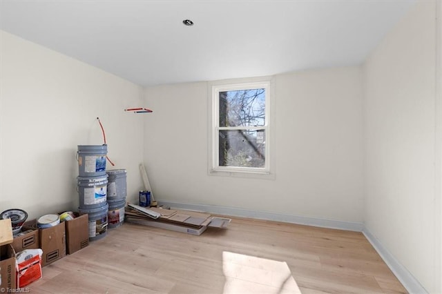 spare room with light wood-type flooring