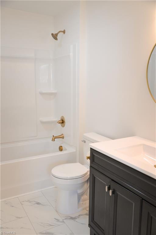 full bathroom featuring vanity, toilet, and shower / bathtub combination