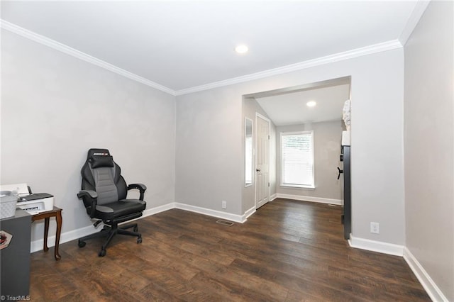1449 NC Highway 150, Summerfield, NC 27358 - sitting room with ornamental molding, baseboards, dark wood-style flooring, and recessed lighting