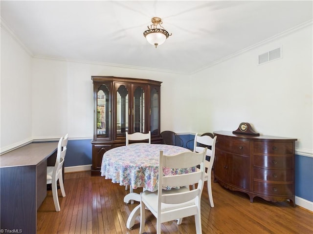 4208 Aberdare Dr, High Point, NC 27265 - dining area featuring hardwood / wood-style flooring, ornamental molding, baseboards, and an office area