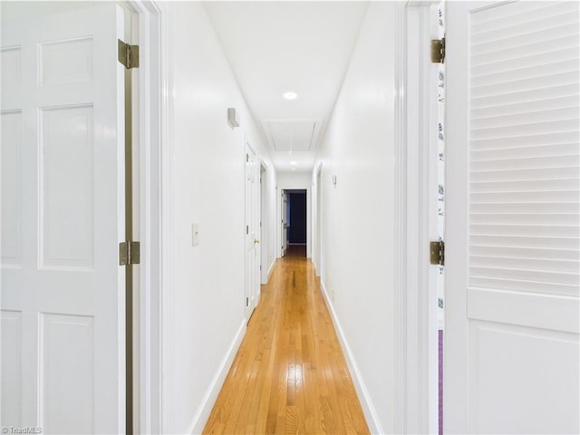 4208 Aberdare Dr, High Point, NC 27265 - hall featuring attic access, light wood-type flooring, baseboards, and recessed lighting