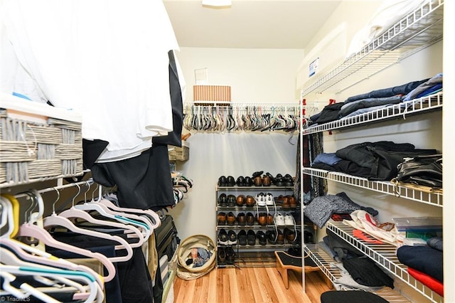 walk in closet featuring wood finished floors