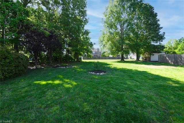 view of yard with an outdoor structure and a storage unit