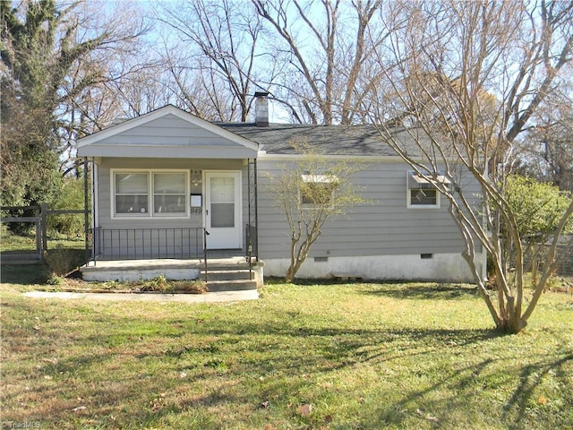 view of front of home with a front lawn and a porch