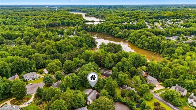 6 Yardarm Ct, Greensboro, NC 27455 - drone / aerial view of a large body of water and a heavily wooded area