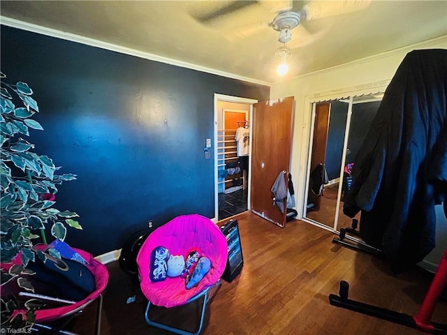925 S Franklin Rd, Mount Airy, NC 27030 - bedroom with wood finished floors, ceiling fan, baseboards, and a closet