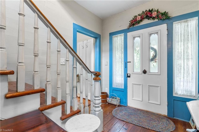 foyer entrance with dark wood-type flooring