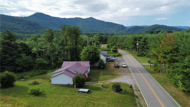 aerial view with a mountain view