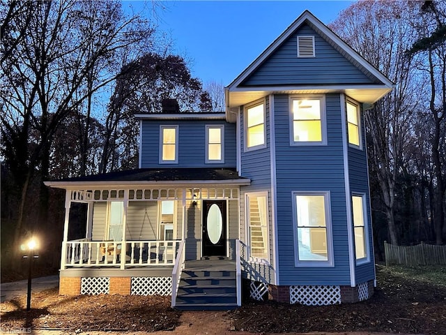 view of front of house featuring covered porch