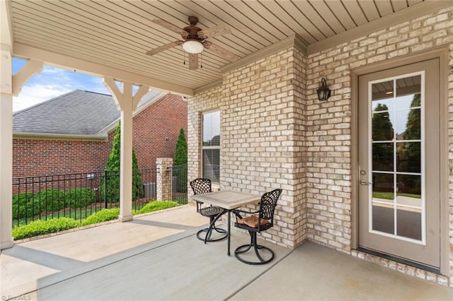 5584 Foxgate Cir, Winston-Salem, NC 27106 - view of patio featuring ceiling fan and outdoor dining space