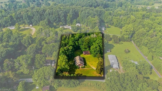 3608 Bernie Rd, Climax, NC 27233 - aerial view of property and surrounding area featuring a forest and property boundaries highlighted