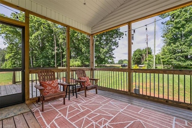 6605 Hedgerow Ct, Summerfield, NC 27358 - sunroom featuring lofted ceiling