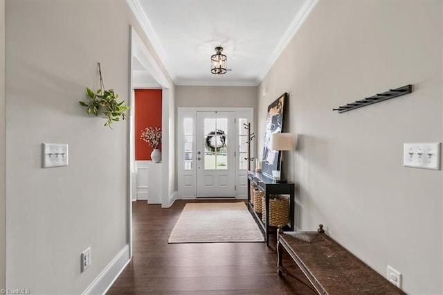 6605 Hedgerow Ct, Summerfield, NC 27358 - foyer entrance featuring wood finished floors, ornamental molding, and baseboards