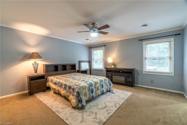 4905 Deer Pointe Ct, Greensboro, NC 27406 - bedroom featuring baseboards, visible vents, carpet floors, and ornamental molding