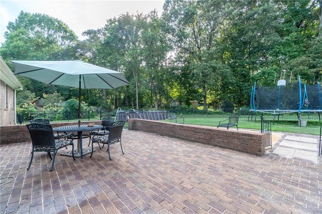 view of patio / terrace featuring a trampoline