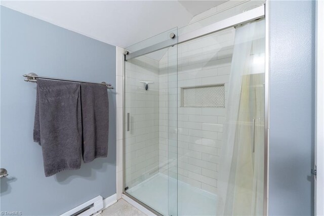 4905 Deer Pointe Ct, Greensboro, NC 27406 - full bathroom with a shower stall and baseboard heating