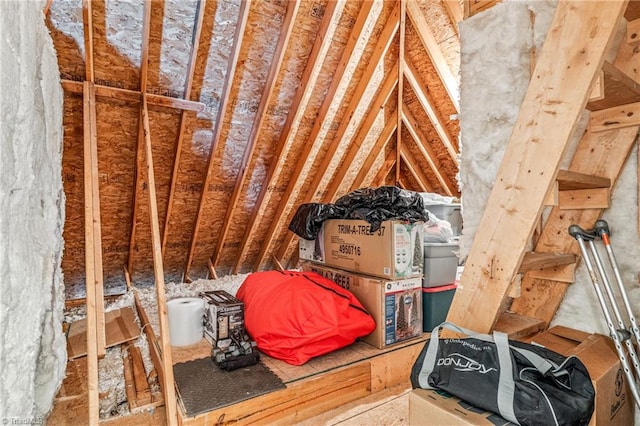 view of unfinished attic