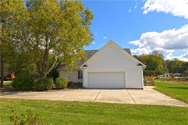 view of property exterior with a lawn