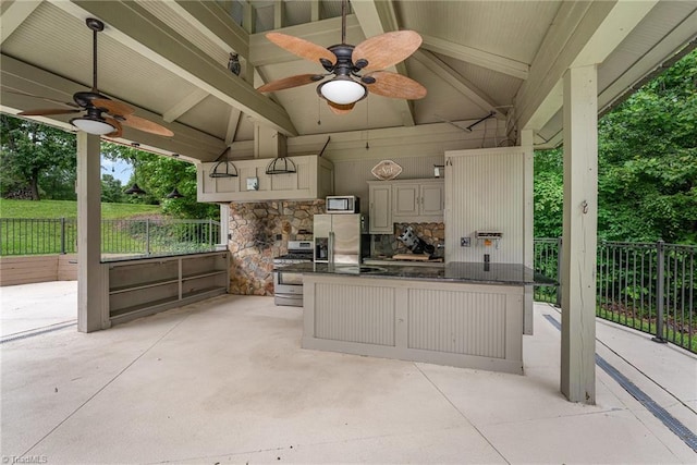 657 Spring St, Walnut Cove, NC 27052 - view of patio / terrace with ceiling fan and an outdoor kitchen