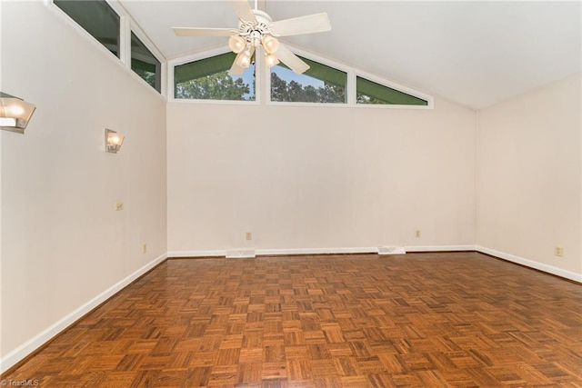 657 Spring St, Walnut Cove, NC 27052 - spare room with ceiling fan, baseboards, and lofted ceiling