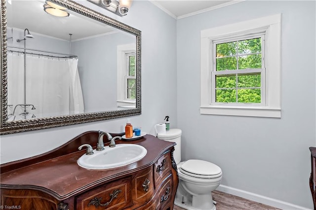 2226/2234 NC-268, Pilot Mountain, NC 27041 - full bathroom featuring toilet, crown molding, wood finished floors, vanity, and baseboards