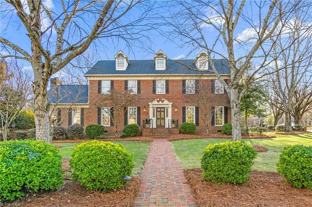 colonial house with a front yard