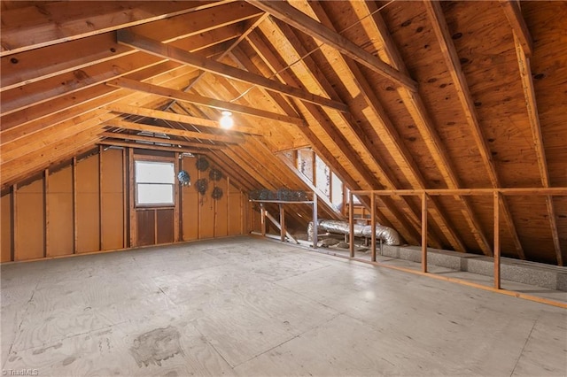 view of unfinished attic