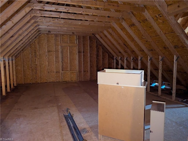 view of unfinished attic