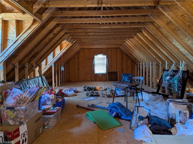 view of unfinished attic