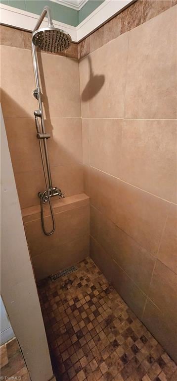 bathroom featuring a tile shower