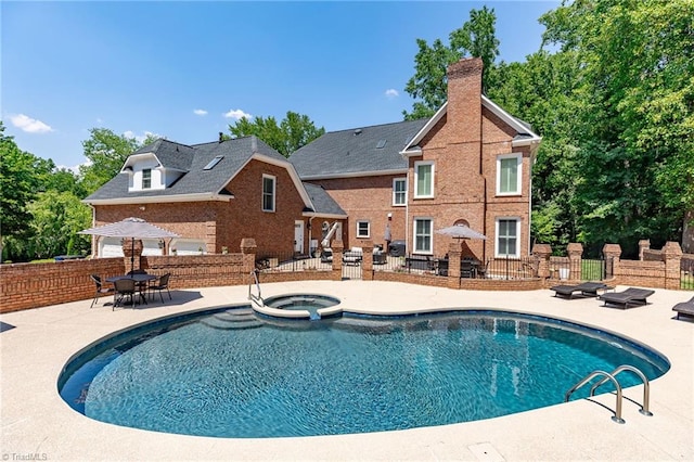 3940 Beechridge Rd, Winston-Salem, NC 27106 - view of pool featuring a patio, fence, and a pool with connected hot tub
