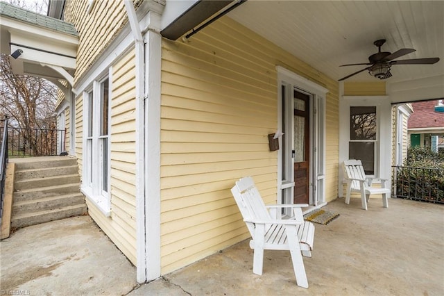 view of patio / terrace with ceiling fan