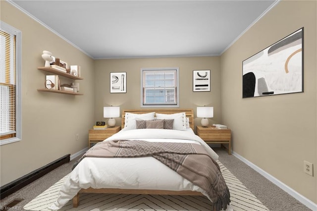 bedroom featuring carpet, multiple windows, and visible vents