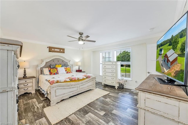 214 Mining Ridge Church Rd, Elkin, NC 28621 - bedroom with wood finished floors, crown molding, and a ceiling fan