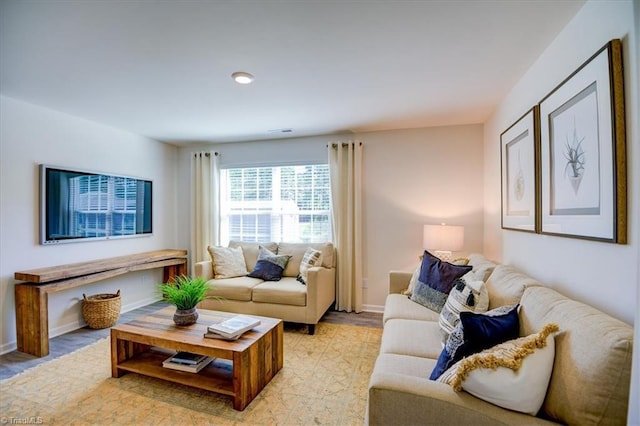 living room featuring light hardwood / wood-style flooring