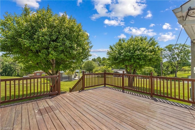 deck featuring a yard