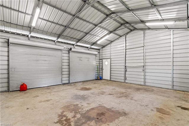 garage with metal wall